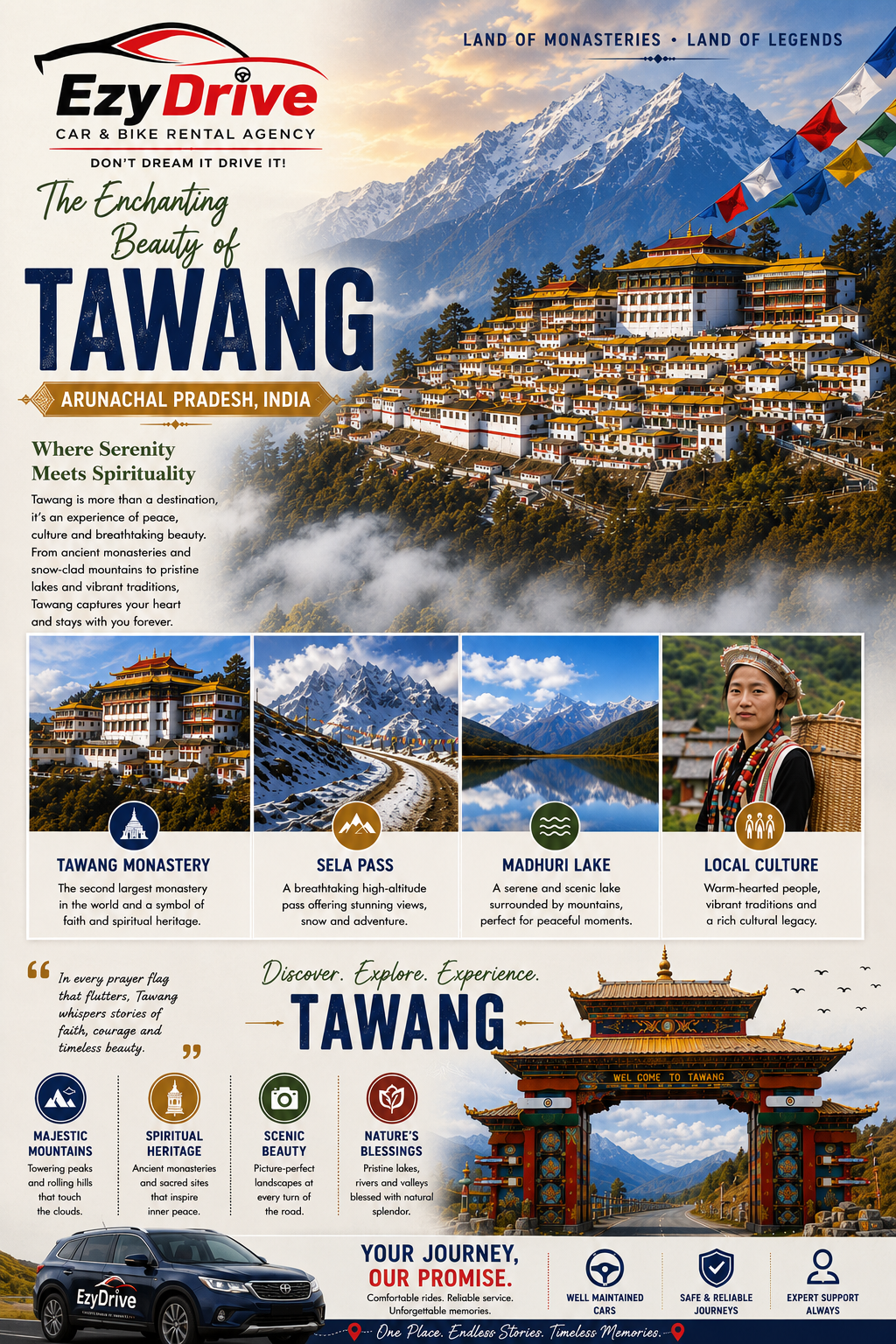Jorhat to Tawang Arunachal Pradesh Trip with EzyDrive!