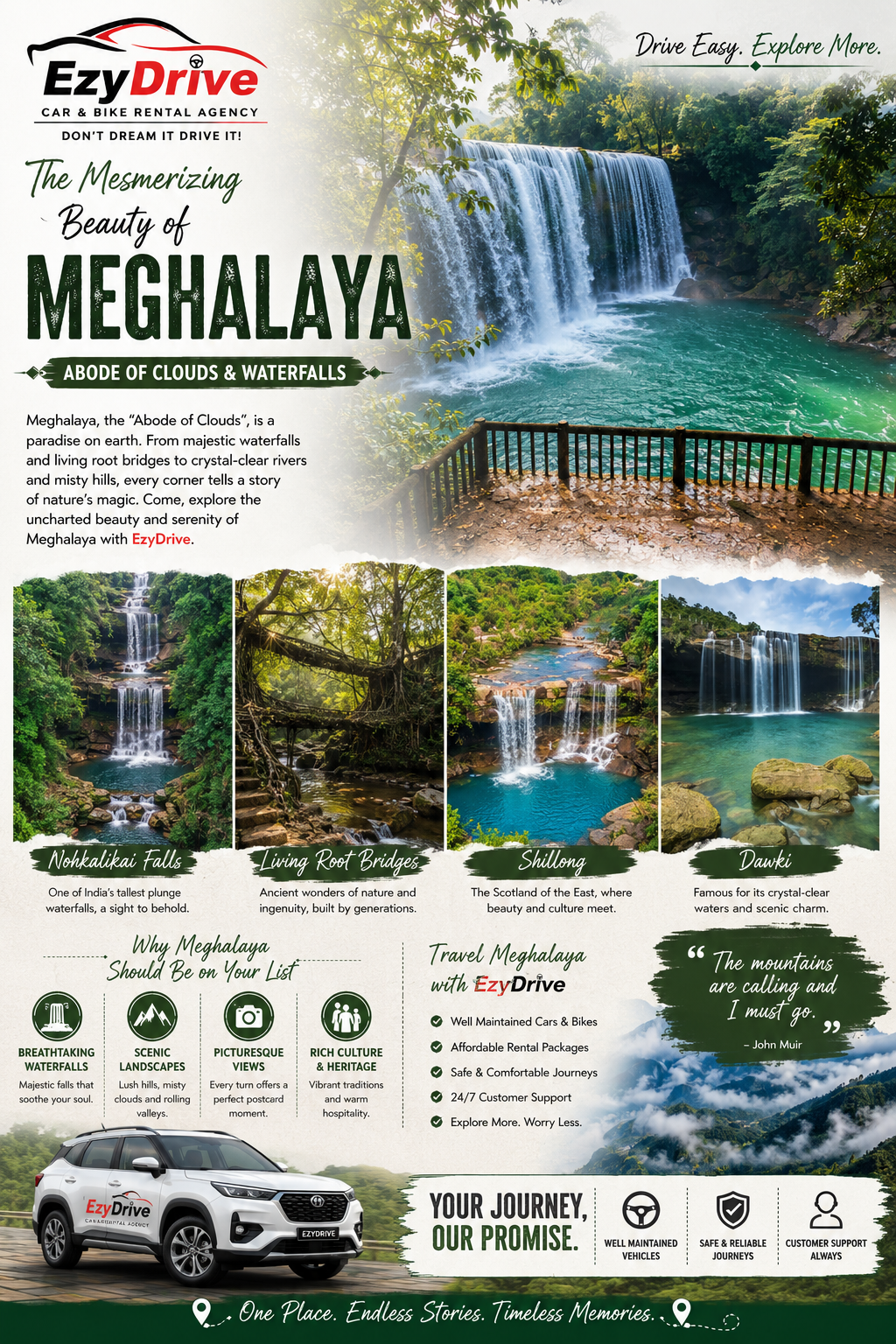 Jorhat to Meghalaya Trip with EzyDrive! 